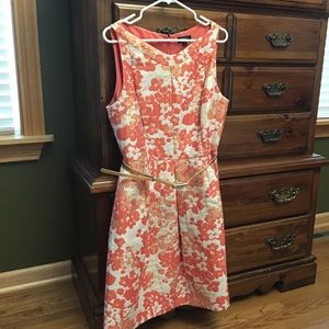 Tahari dress size 14.  Coral/gold
